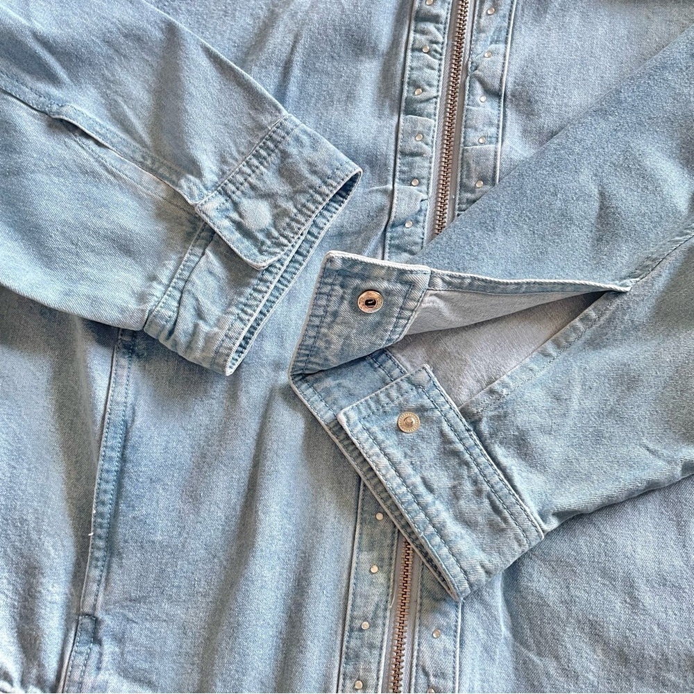 C.D. Daniels Denim Shirt Women’s 1X Blue Zip Up Rhinestone Pockets VTG Cottage - Picture 8 of 16